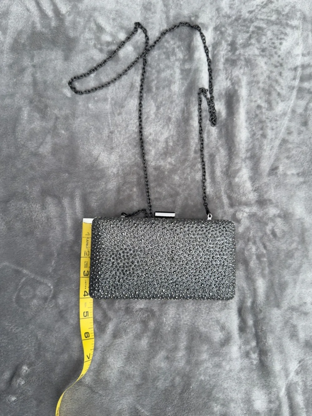 NATASHA Gunmetal Gray Swarovski Crystals Embellished Crossbody Evening Bag